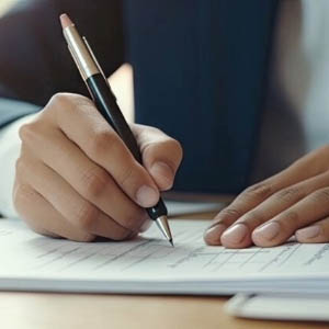 Person writing on paper